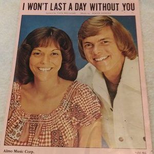 Extremely Rare, Antique Vintage Carpenters sheet music 1972 by Paul Williams,